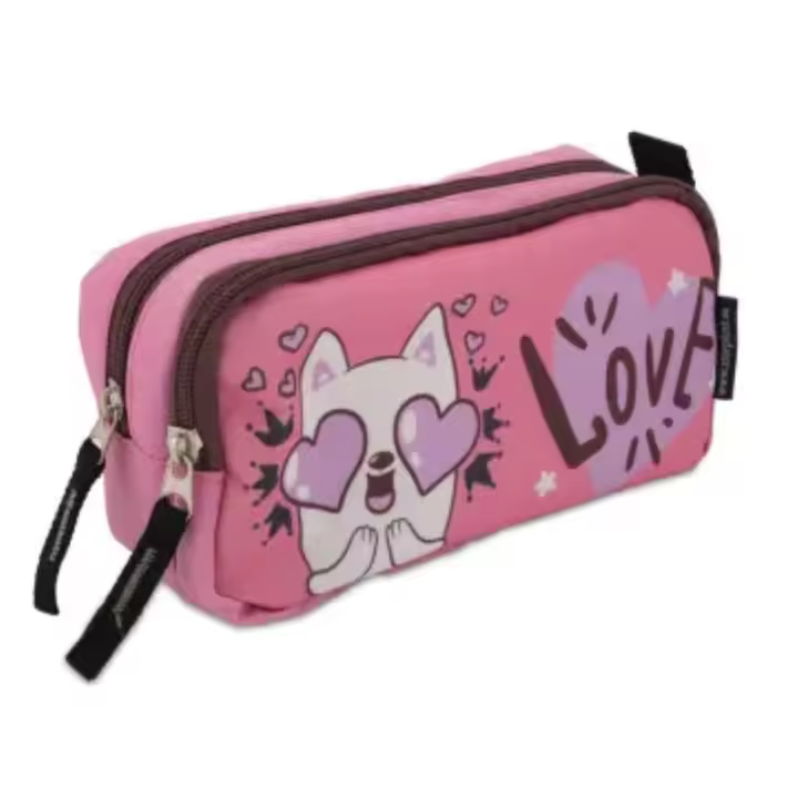 STARPPLAST - Estuche 2 compartimentos LOVE - Gran Capacidad - Tamaño 21x10x9cm - 1