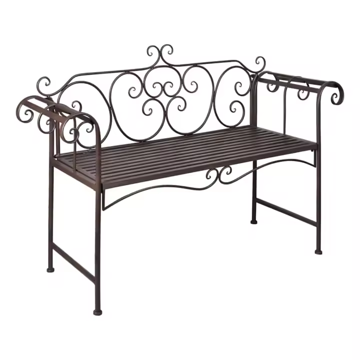 vidaXL Banco de jardín de acero marrón envejecido 132 cm - 1