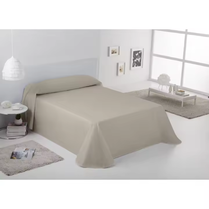 Colcha/Cubrecama RÚSTICO LISOS color Lino - Cama de 90 cm. - Hilo tintado - 50% Algodón/30% Poliéster/20% Lino - Fijalo - 1