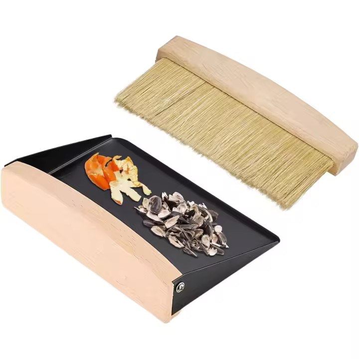 Recogedor: escoba de harina de madera, mini cepillo de mesa, recogedor y escoba para chimenea - 1