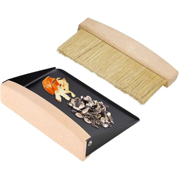 Recogedor de harina de madera: escoba, mini cepillo de mesa, recogedor y escoba para chimenea: , cepillo, - 1