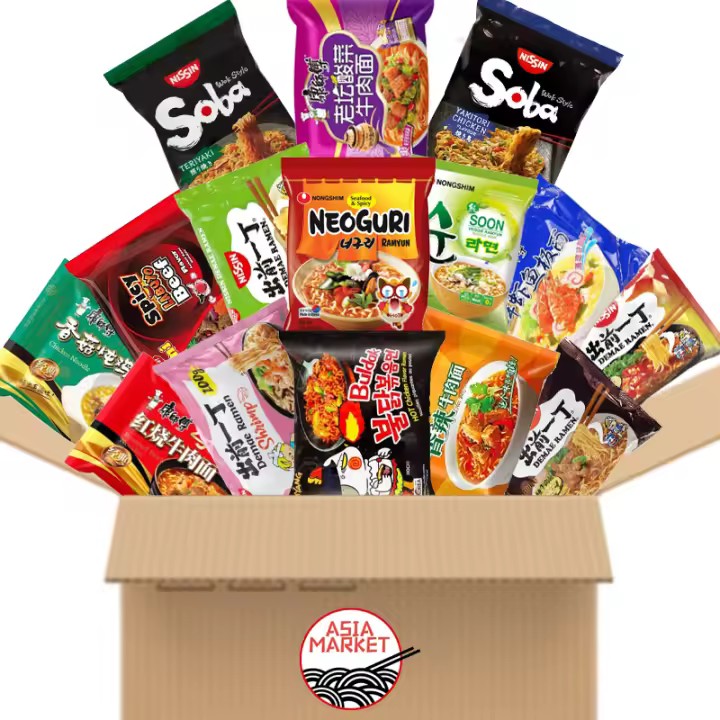 ASIAMARKET 15-20 Paquetes Ramen Experiencia Gourmet de Comida Asiática Instantánea, Aventura Asiática en un Solo Pack: Sabores Exóticos de Fideos Instantáneos, Nissin Demae,Samyang Ramen Hot Chicken Buldak, Nongshim Neoguri.JAPON, KOREA, CHINA, FILIPINA - 1