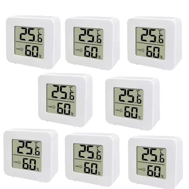 SSITO Mini Termómetro LCD para Interiores - Paquete de 8 Grados - Medidor de Temperatura y Humedad - 1