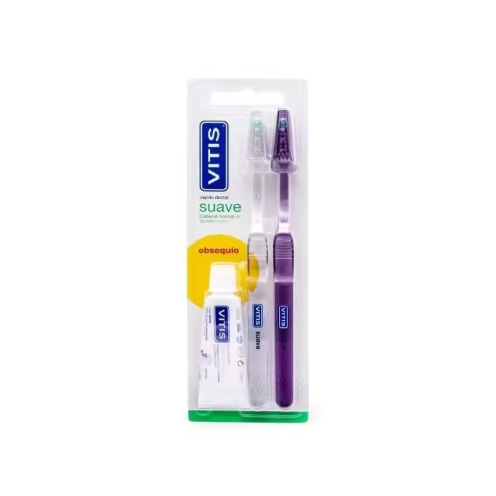 VITIS Pack Cepillo Dental Suave 2 uds + Pasta Blanqueadora 15ml de REGALO - 1