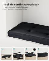 Banco de almacenaje plegable de terciopelo, taburete reposapiés con 2 cajas, 110x38x38 cm, capacidad 300 kg, para entrada y dormitorio, en gris paloma, gris pizarra, negro tinta, rosa caramelo - details 11