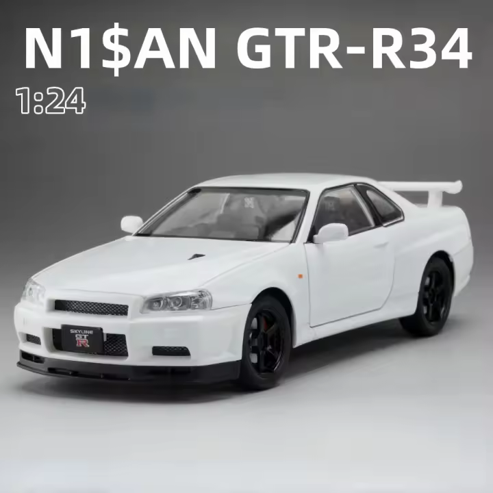 Modelo De Coche Nissan Skyline GTR R34 1:24 Con Sonido Y Luz Coche De Acción De Aleación Juguete De Metal Para Niños C342 - 1