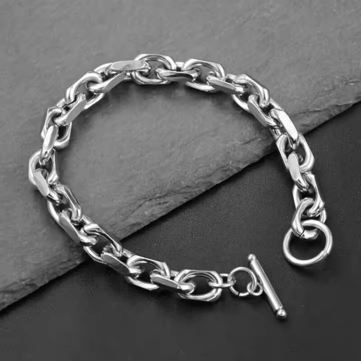 Pulsera De Cadena Para Hombre 8MM Estilo Punk Y Hip Hop Joyería De Acero Inoxidable 316L Pulsera De Moda Sencilla Y Duradera - 1