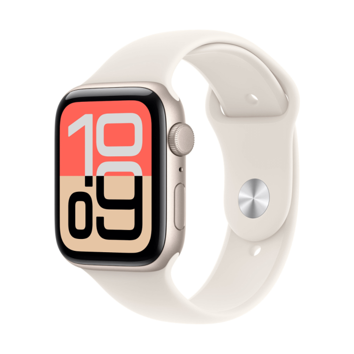 Apple Watch SE 3 GPS 44mm Aluminio Blanco y Correa Deportiva Blanca (Starlight) - Talla S/M