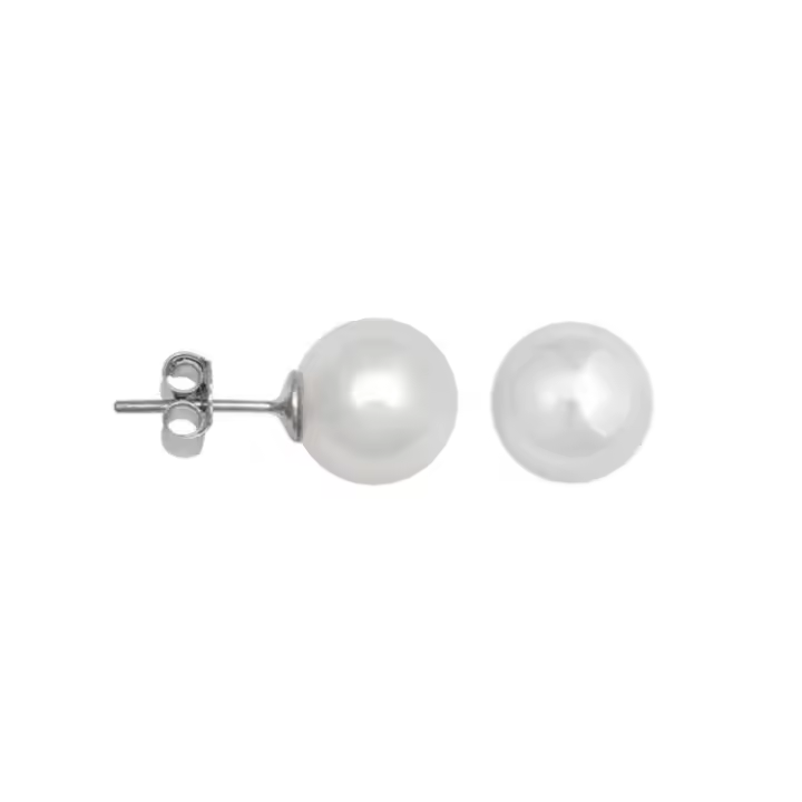 Pendientes de Perlas Blancas, 9 mm, Plata, Ref: CHP162PENP1/9 - 1