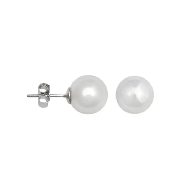Pendientes de Perlas Blancas, 9 mm, Plata, Ref: CHP162PENP1/9 - 1