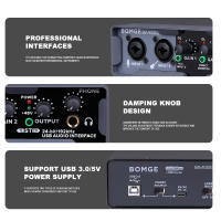 Tarjeta De Sonido BOMGE Mixer USB 24-bit/192KHz Con Potencia Fantasma 48V Caso Metálico Para Guitarristas Cantantes Y Podcasters - details 8