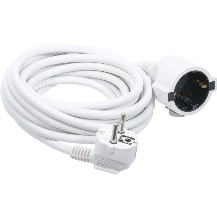 Cable alargador/prolongador color blanco, 3m y 5m tipo  H05VV-F 3X1,5mm2, enchufe Schuko, 16A 250V 3680W, uso interior, Don Feliz - 1