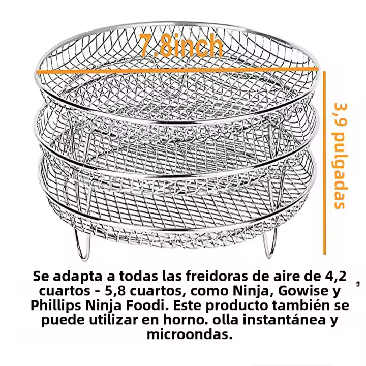 Rack Plegable Para Air Fryer De Acero Inoxidable 304 Accesorios De Cocina Apto Para Lavavajillas Stackable Compatible Con Air Fryer - 1
