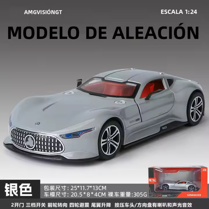 Modelo De Coche De Acción AMG Vision GT 1:24 Con Sonido Y Luz Regalo Para Niños Decoración De Juguetes Vehículos Diecast Metal - 1