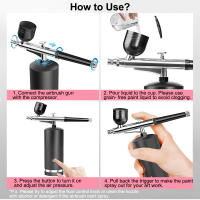 Kit De Aerógrafo Para Uñas Con Compresor Portátil Para Pintura De Galletas Y Artesanías Herramienta De Belleza Multifuncional Metálica Recargable Por USB - details 9