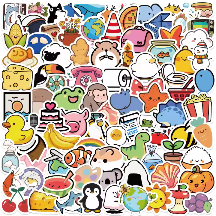 100pcs Pegatinas De Animales Miniaturas Cartoon Graffiti Impermeables Para Teléfono Guitarra Portátil Maleta Taza Juguetes Para Niños - 1