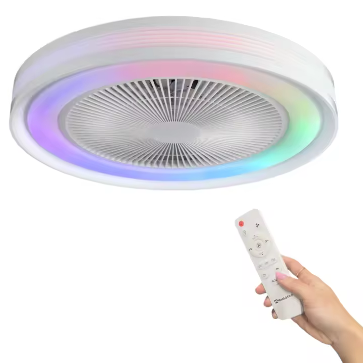 Ventilador de techo con luz LED 36W Blanco en 3 Temperaturas de Luz con Mando a Distancia -Motor DC Eficiente y Silencioso, 3 tonalidades, aspas desplegables retráctiles, 6 velocidades, control remoto, memoria, temporizador (ventilador-001 6990 D7) - 1