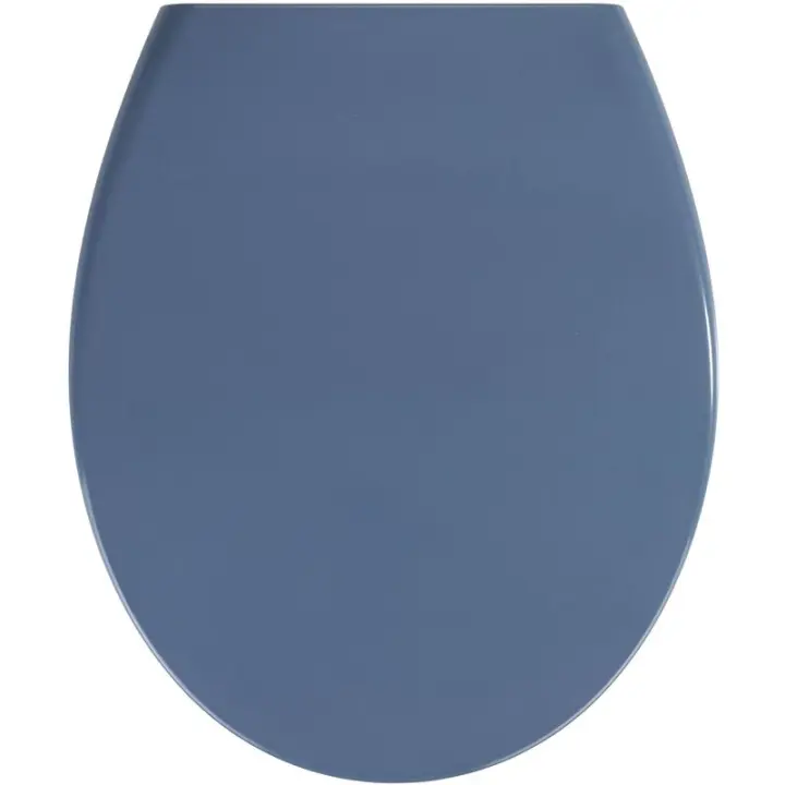 Tapa de inodoro Samos con freno de caída, tapa de inodoro de clip con fijación de acero inoxidable, duroplast, 37,5x44,5 cm, azul pizarra - 1