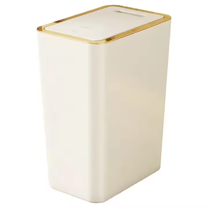 Basurero Ecológico De Plástico Con Diseño De Comprimidor De Tapa Y Espacio Ahorrador Para Baño Y Cocina Resistente Al Agua - 1