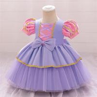Vestido De Princesa Para Bebés Niñas Estilo Rapunzel Fiesta Dormida Belleza Pequeña Morado Vestido De Noche Con Gran Cisne Y Volumen Para Todas Las Estaciones - details 2