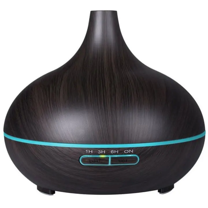 Humidificador ultrasónico colorido de grano de madera para el hogar, oficina, dormitorio, aceite esencial, difusor de aroma de madera, difusor de cebolla grande, grano de madera oscura - 1
