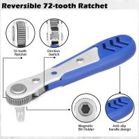 Juego De Destornilladores Magnéticos De 28 Piezas Con Cabeza De Encaje Y Mango Reversible De 90 Grados Para Trabajo En Espacios Limitados - details 0