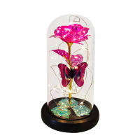 Lámpara De Rosas Artificiales Con LED Colores Y Mariposa En Vidrio Regalo Para Mujeres Luz De Galaxia Rosa Artificial Con Mariposa Y LED Colorido - details 4