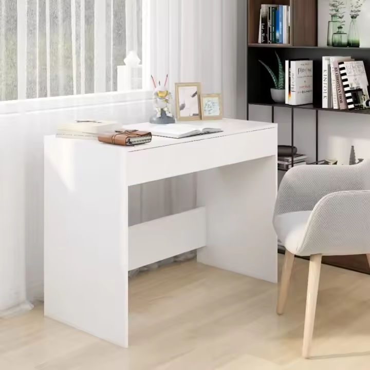 vidaXL Escritorio de madera contrachapada 101x50x76,5 cm en color Blanco/Gris hormigón/Gris sonoma y más | estructura resistente ideal para salón dormitorio o estudio - 1