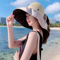 Sombrero De Paja Panamá Para Mujer Verano Protección UV Plegable Amplio Sombrilla De Playa Casual Ajustable Tamaño Free - details 2