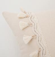 Cojín De Lumbar Boho Tufted Moderno Y Rústico En Color Crema Cubierta De Algodón Con Borlas 30x50cm 45x45cm Regalo Para Adultos - details 1