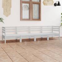vidaXL Juego de muebles de jardín 4 piezas madera maciza de pino en color Marrón/Blanco | almacenamiento funcional diseño moderno para baño dormitorio sala - details 1