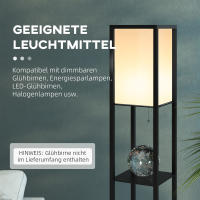 Lámpara de pie con E27 a 40W, sin bombilla, iluminación interior para salón y dormitorio, Madera Negra, 26x26x160 cm - details 5