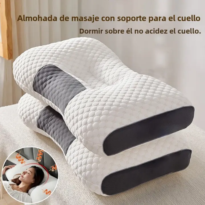 Almohada De Cuello Ortopédica Para Dormir 2024 Almohada De Masaje SPA Para El Cuello Con Fibra De Soja Ayuda En El Sueño Y Protección Del Cervical Para Adultos - 1