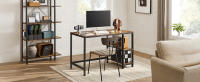 Escritorio, Escritorio con 2 Estantes a la Izquierda o a la Derecha, Mesa de Trabajo, para Salón Oficina, Estructura de Acero, Industrial, Marrón Rústico y Negro Tinta LWD47X - details 0