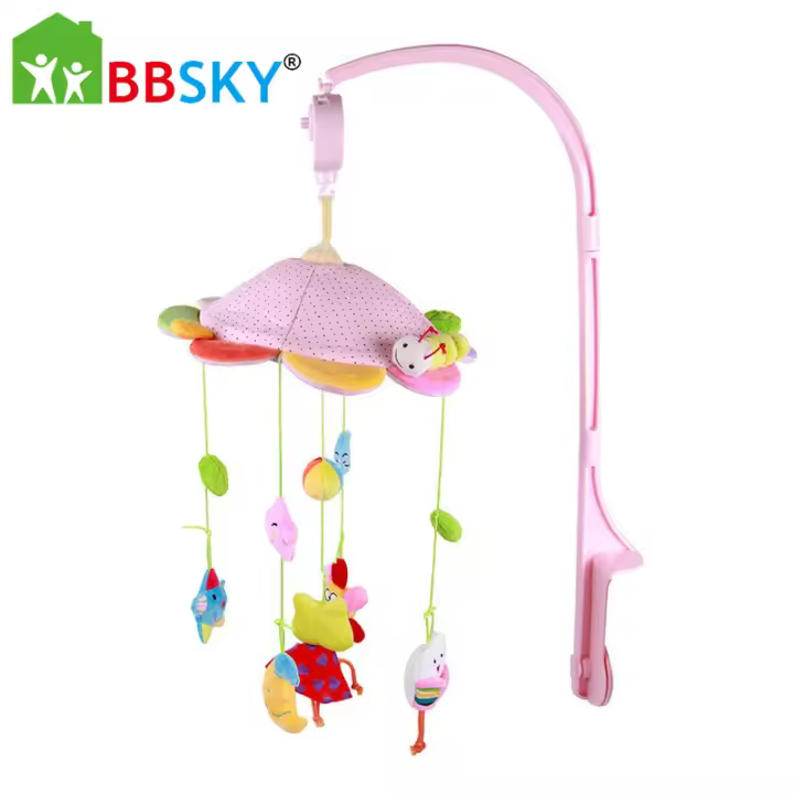 Campana de cama de rana para bebé con caja de música giratoria, campana de cama, juguete de peluche para bebé, cama colgante - 1