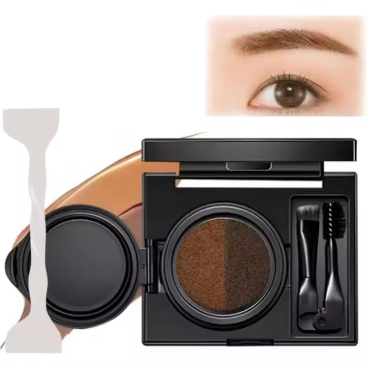 Crema para cejas y delineador de ojos con sello, sello delineador multifuncional Swarous, sello delineador coreano de doble punta resistente al agua y a las manchas, kit de maquillaje de máscara de pestañas líquida 3 en 1 (01#) - 1