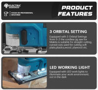 Sierra Curva Eléctrica Portátil Para 18V Makita 3500RPM Herramienta Multifuncional De Carpintero Sin Batería Siemprechequée QXJ006 - details 2