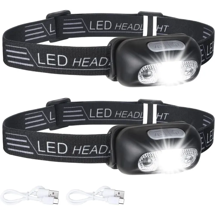 Faros Delaneros Recargable USB Impermeables IPX6 - 160 Lúmenos-Sensor de Movimiento - Luz Roja - Paquete de 2 - Camping Senderismo - 1