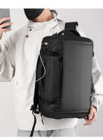 Mochila para exteriores tipo caja abierta, sencilla, transpirable, con doble hombro, gran capacidad, para hombre, con compartimento para zapatos independiente por USB. - details 23