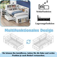 Cama Infantil Individual 90x200 cm Multifunción en Blanco - Con Cajones, Estantería y Armaro Integrados, Gran Capacidad de Almacenamiento, Estructura en Madera de Pino y Somier Robust-Sin Colchón Incluido - details 6