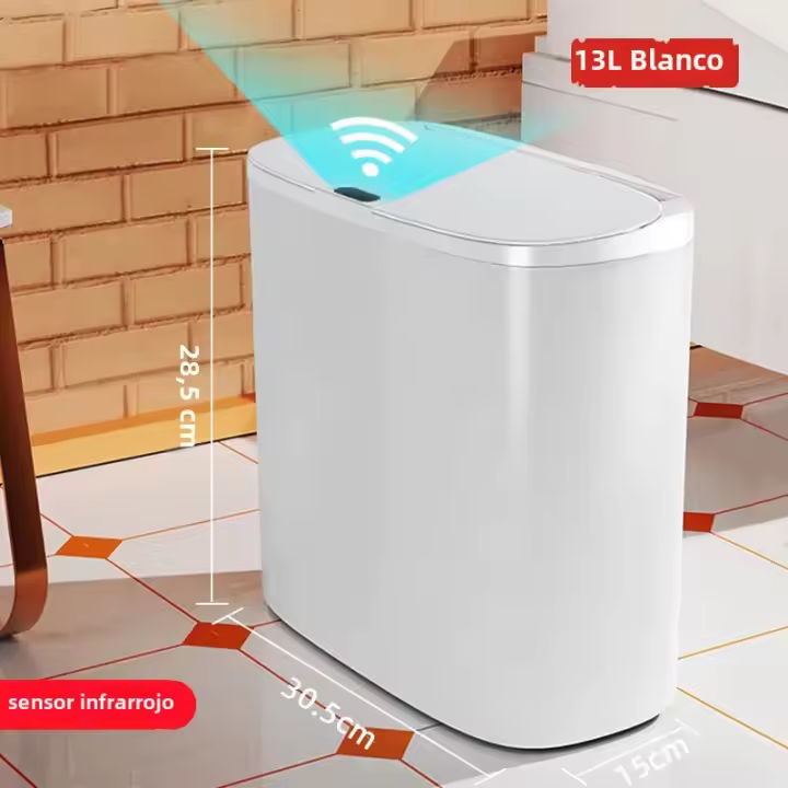 Basurero Automático De Baño Con Tapa Sensación De Movimiento Impermeable Delgado Para Cocina Y Dormitorio Pequeño - 1