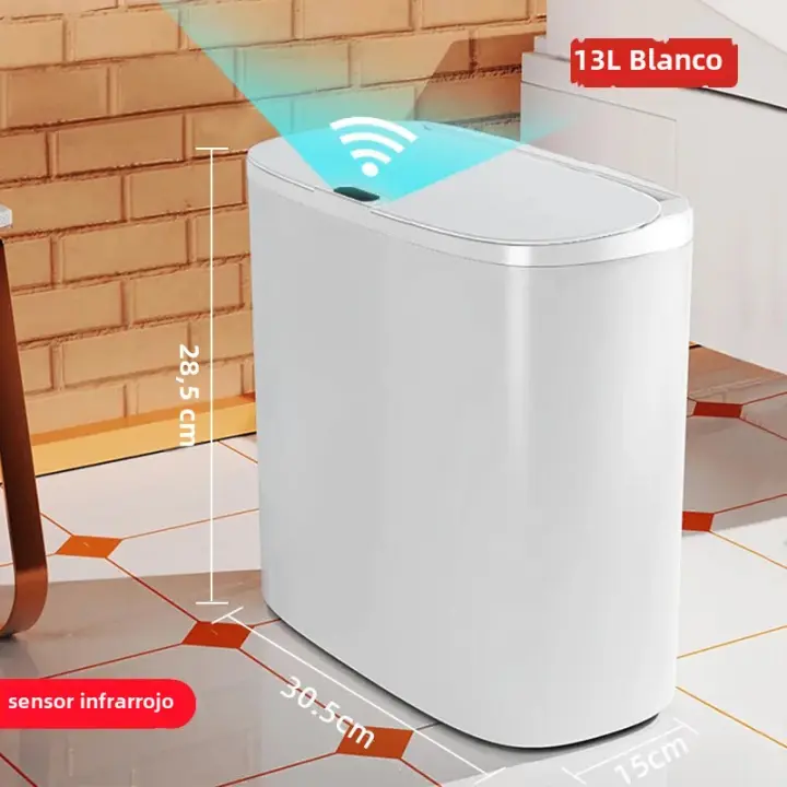 Basurero Automático De Baño Con Tapa Sensación De Movimiento Impermeable Delgado Para Cocina Y Dormitorio Pequeño - 1