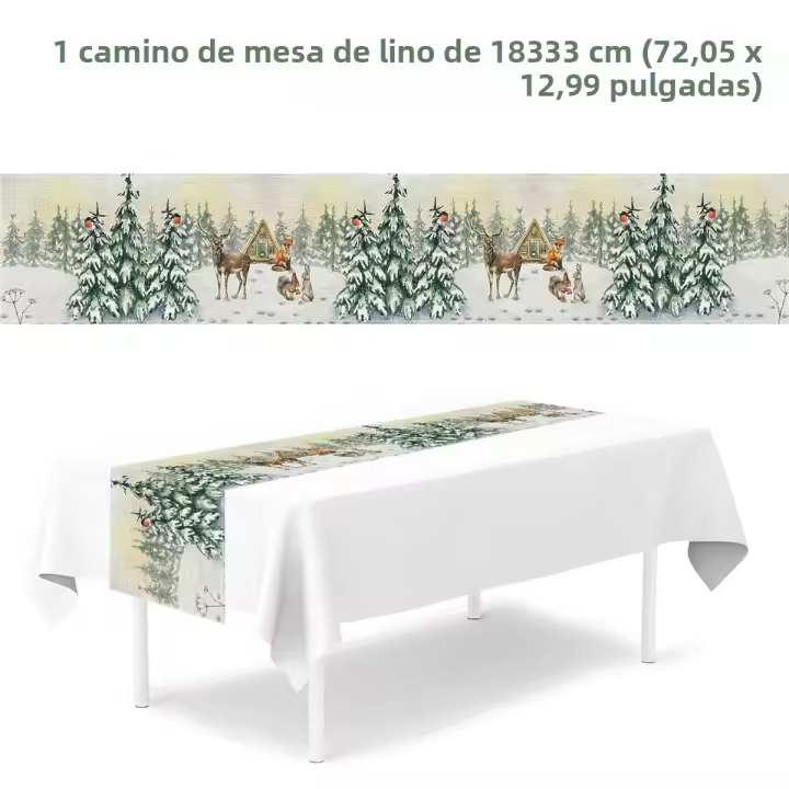 Mantelos Navideños 2024 Decoración De Año Nuevo 2025 Bandera De Navidad Natal Hecha De Poliéster 100% Para Mesa De Fiesta - 1