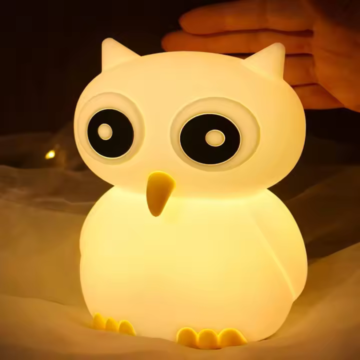 Luz de noche para niños, Luz tácril de silicona Blanda, GIFT para niños y niños (búho) - 1