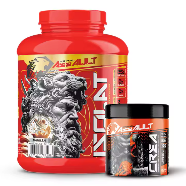 PRIMAL ASSAULT | Pack de Proteina ISOLATE 2KG + Creatina en Polvo Sin Sabor 300g - 1