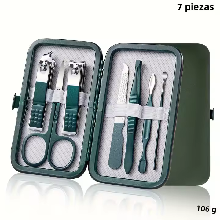 Juego De Tijeras De Uñas De Acero Inoxidable Verde Primavera Nueva Herramienta De Aseo Con Estuche Portátil Manicura Arte De Dedos - 1