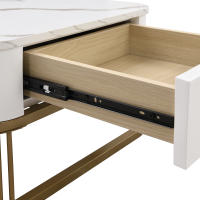 Mesa de Centro apilable: efecto Mármol DE ALTO Brillo with detalles Dorados, Mesa Auxiliar Con Cajones. Juego de dos piezas - details 3