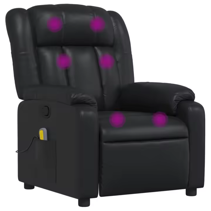 vidaXL Sillón de masaje reclinable cuero sintético negro - 1