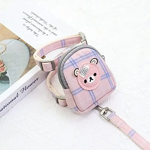 Verde Dibujos Animados - Oso Perro Arnés - Mochila con Correa - Conjunto Mascota Gato - Pequeño Animal Collar - Poco Monedero Bolsa - Portador de Plomo - 1