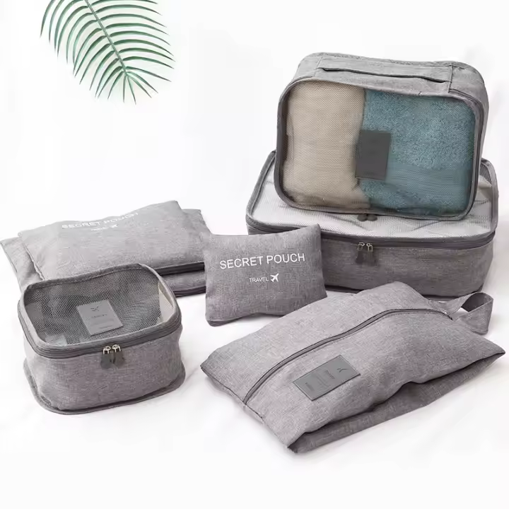Organizador de Equipaje Bolsas de Embalaje, Juego de 7 Piezas, Gris - 1